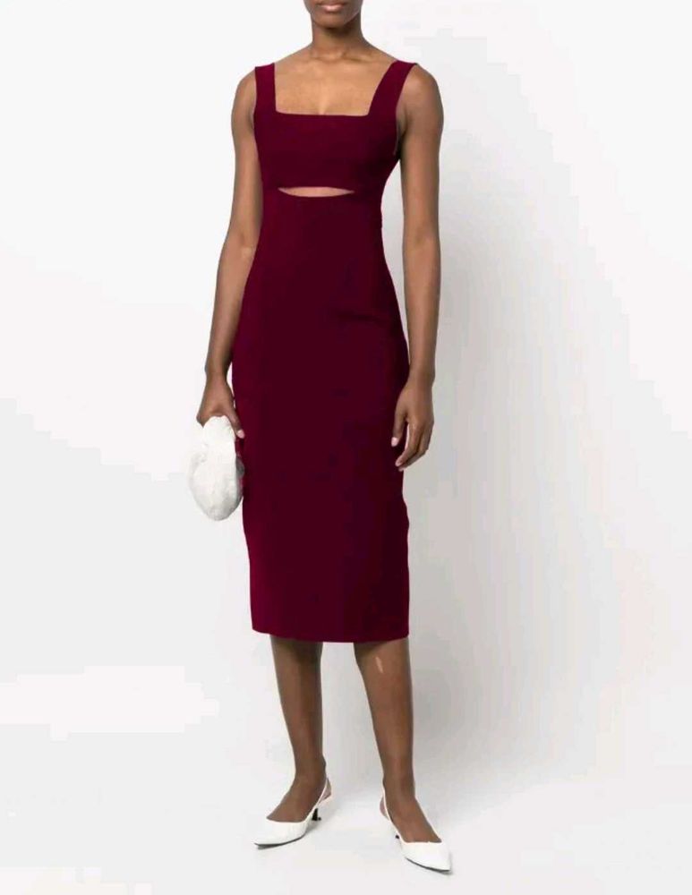 Burgundy Cutout Midi Dress