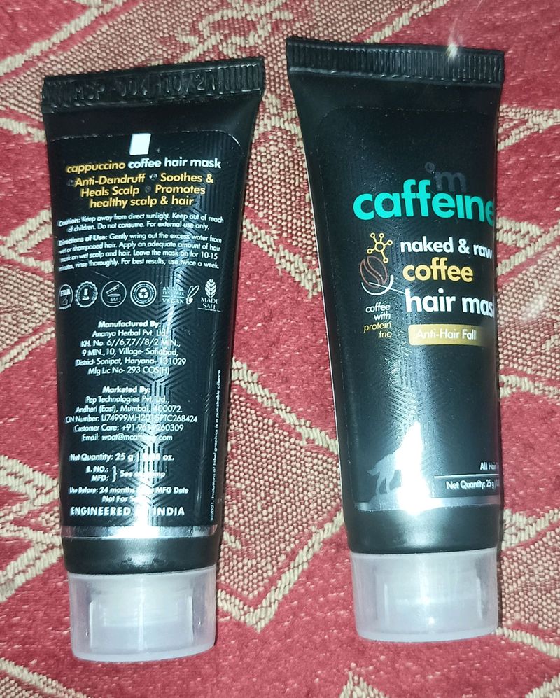m caffeine 2 hair masks, 1 hair scrub and 1 shampo + 3 mamaearth onion hair conditiners
