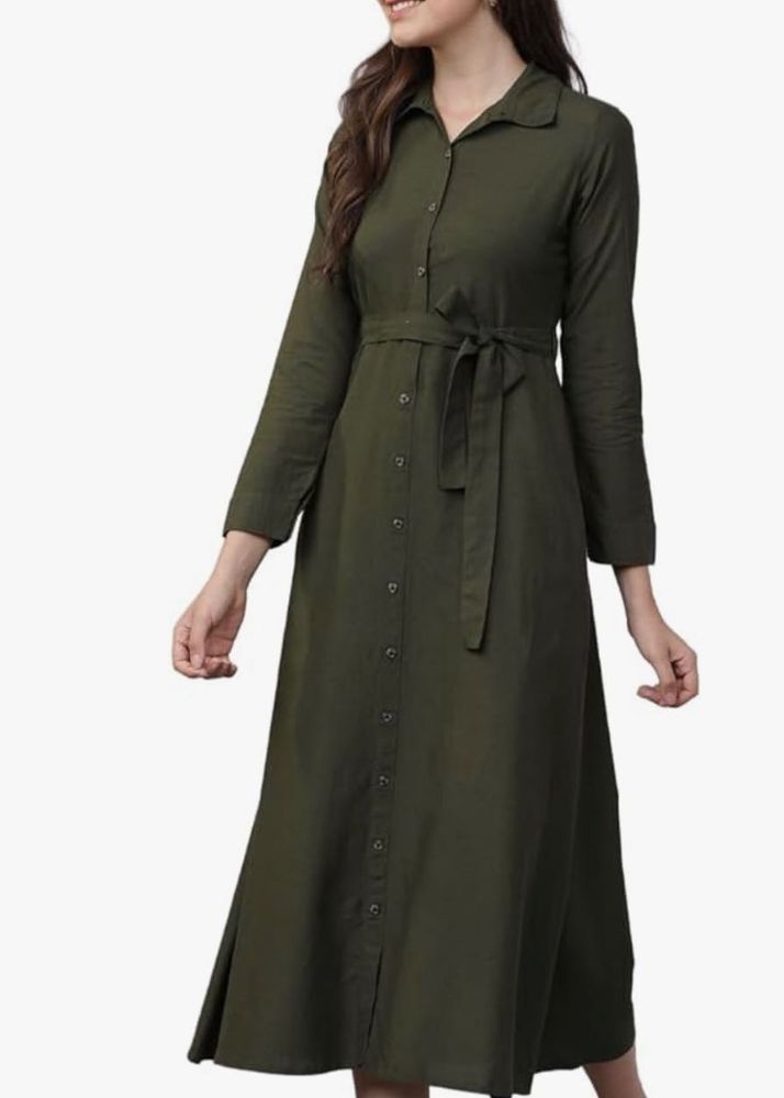 Olive Green Shirt Dress by Tokyo Talkies