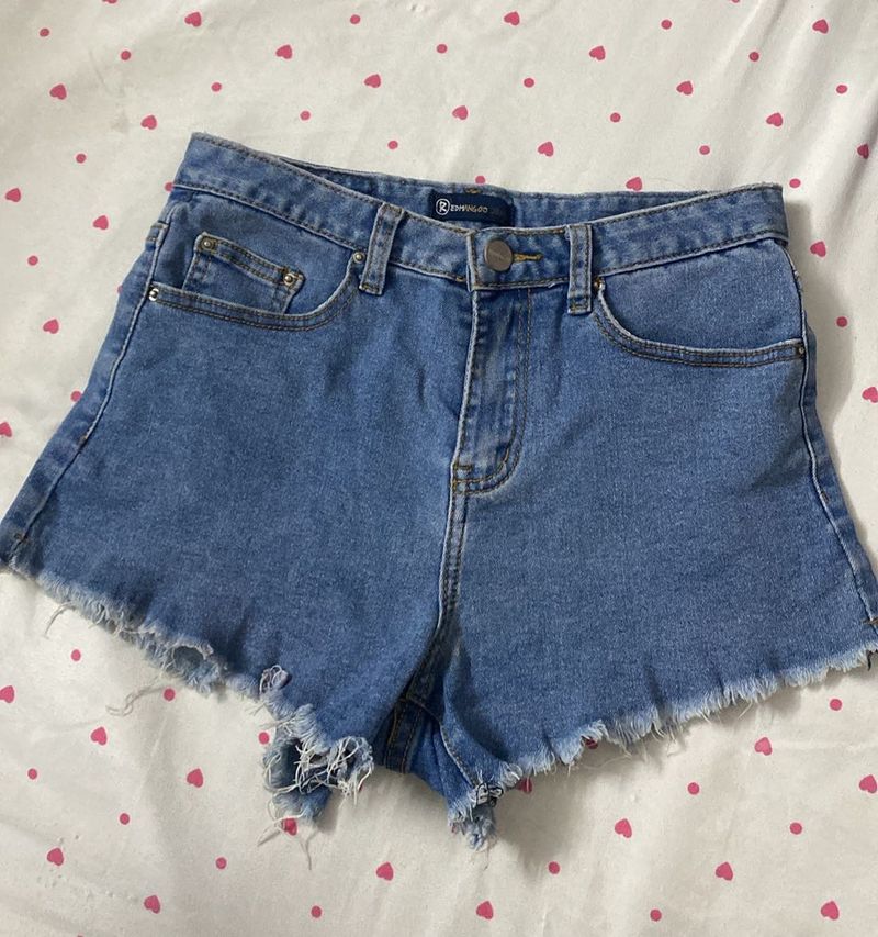 Denim Frayed Shorts