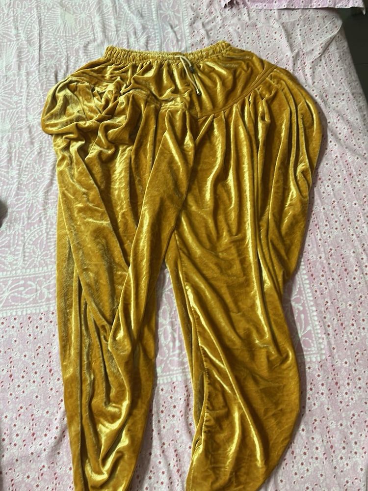 Gold Velvet Shiny Balloon Pyjama/Dhoti
