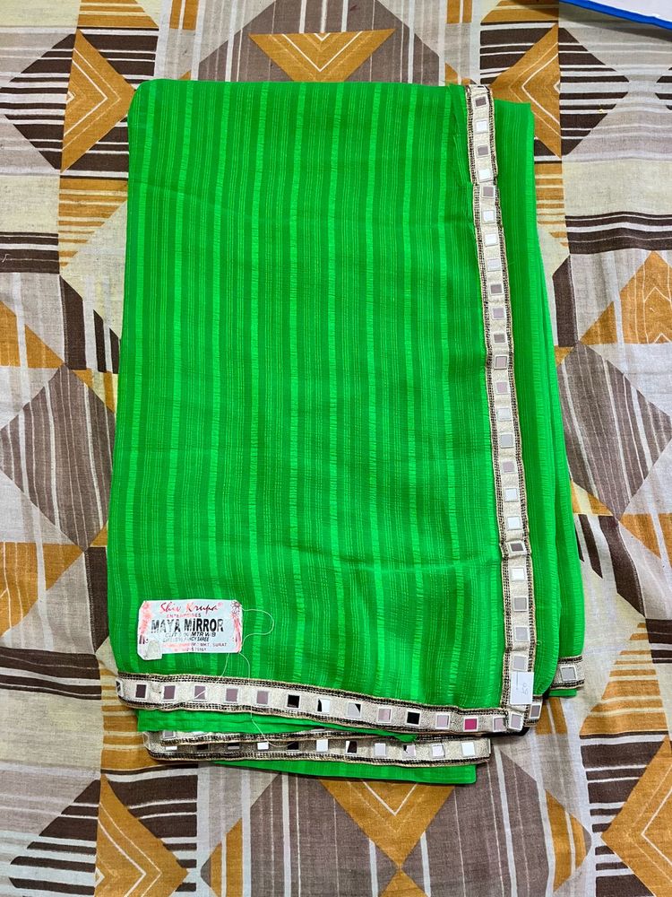 Vibrant Mirrorwork Saree 2pc Combo