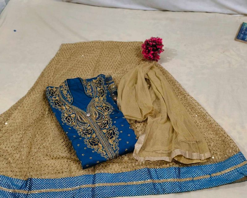 Anarkali Suit With Sequence Work Skirt &amp;  Dupatta