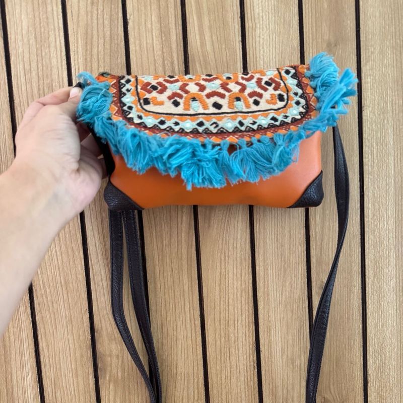 new leather Boho Embroidered crossbody bag