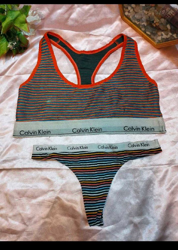 Calvin Klein Striped Lingerie Set