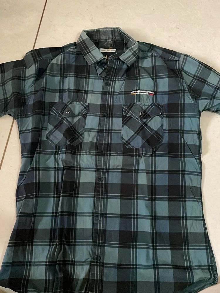 Plaid Button-Up Shirt
