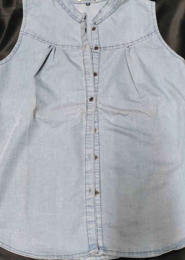 John Players Denim Sleeveless Shirt
