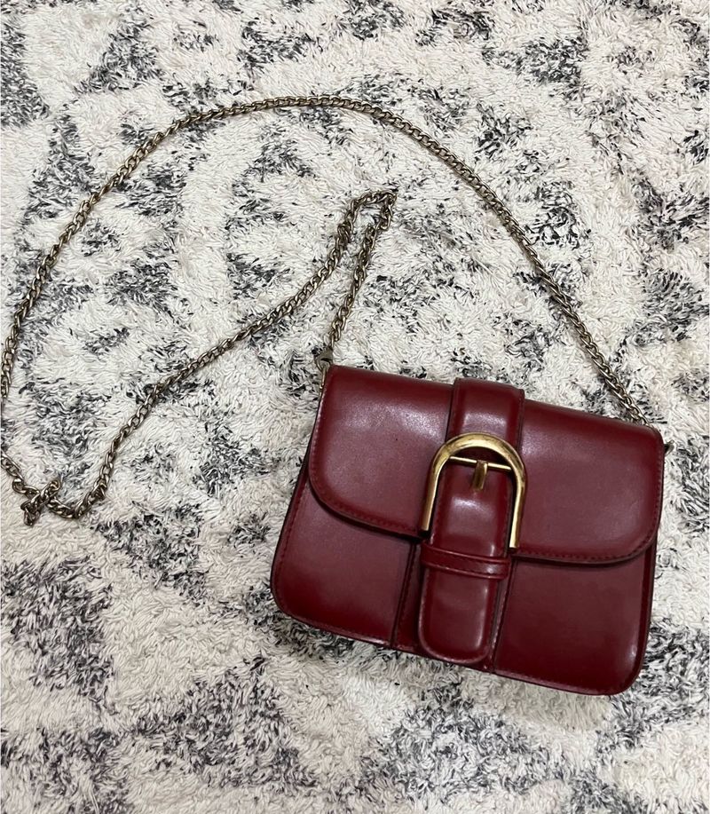 Burgundy Chain Crossbody