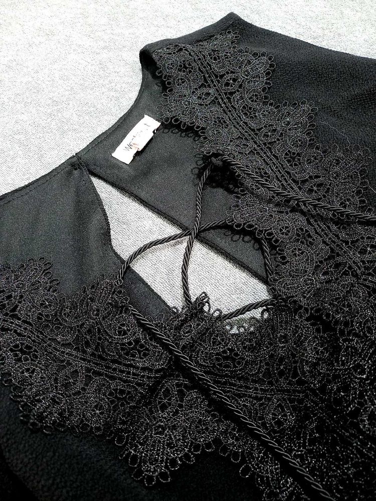 Elegant Black Lace Detail Top