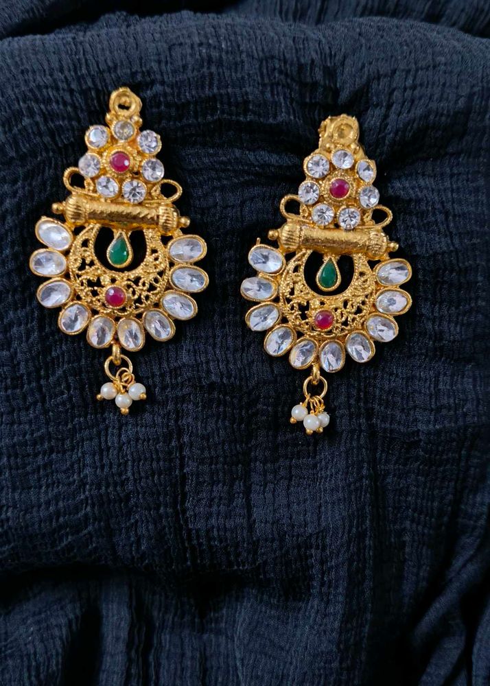 Elegant Gold Tone Earrings (heavy ethnic look)