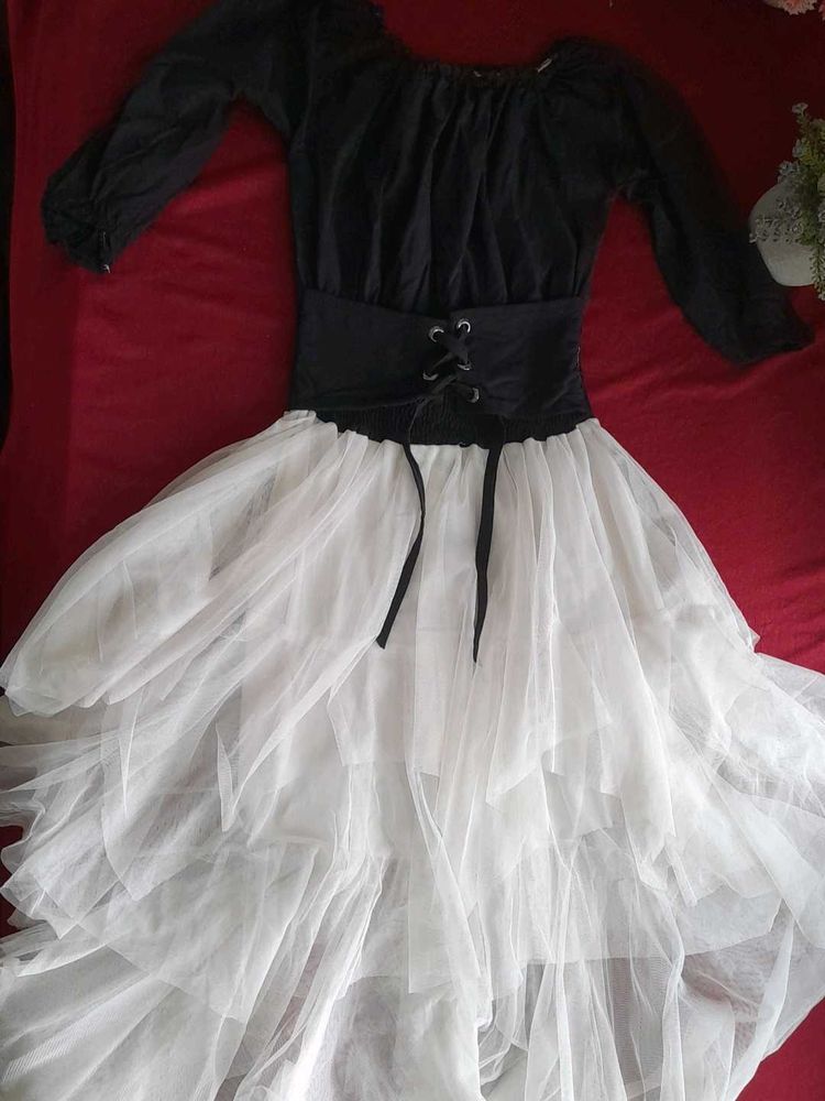 Black &amp; White Tiered Dress