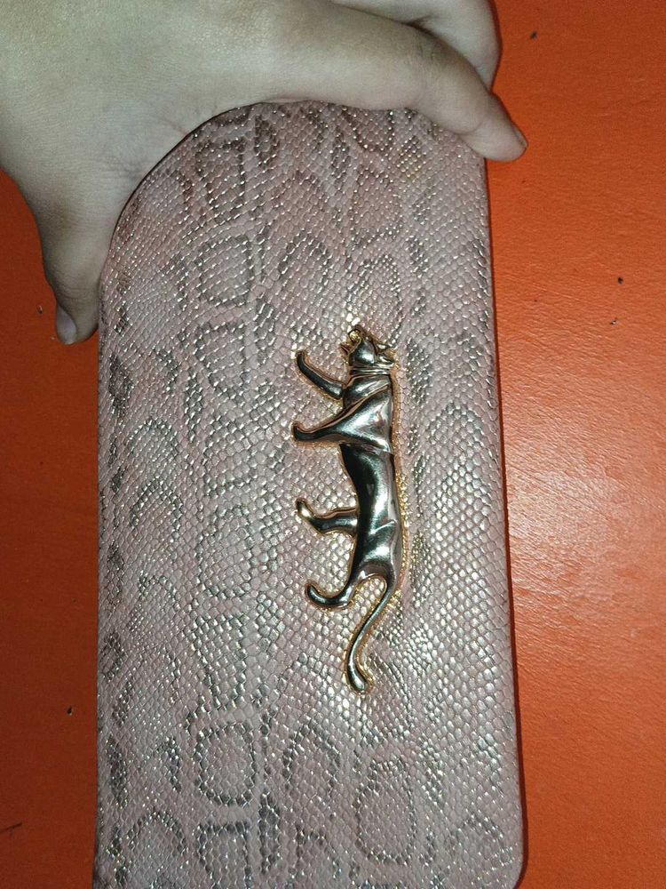 Elegant Pink Clutch with Animal Detail