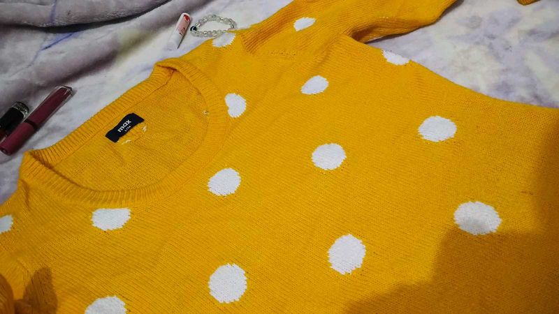 Cute Yellow Polka Dot Sweater