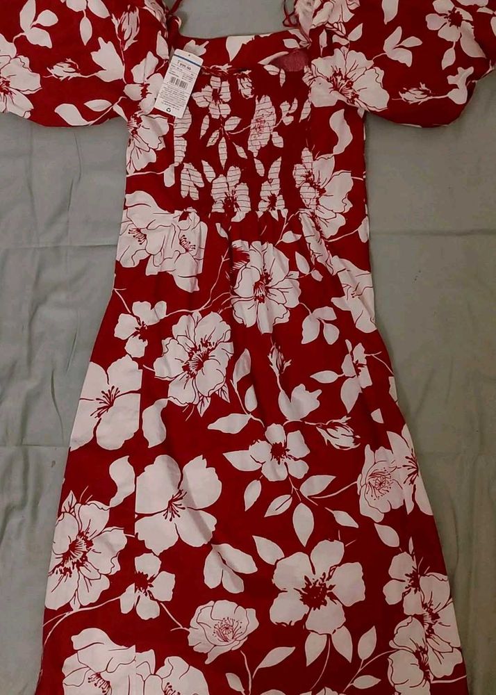Floral Red Dress