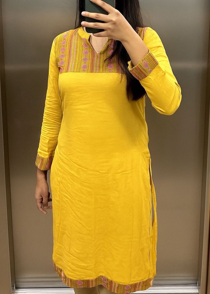Rangeelo Rajasthani Yellow  Kurti