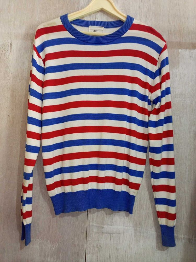 AMI Paris Striped Knit Sweater