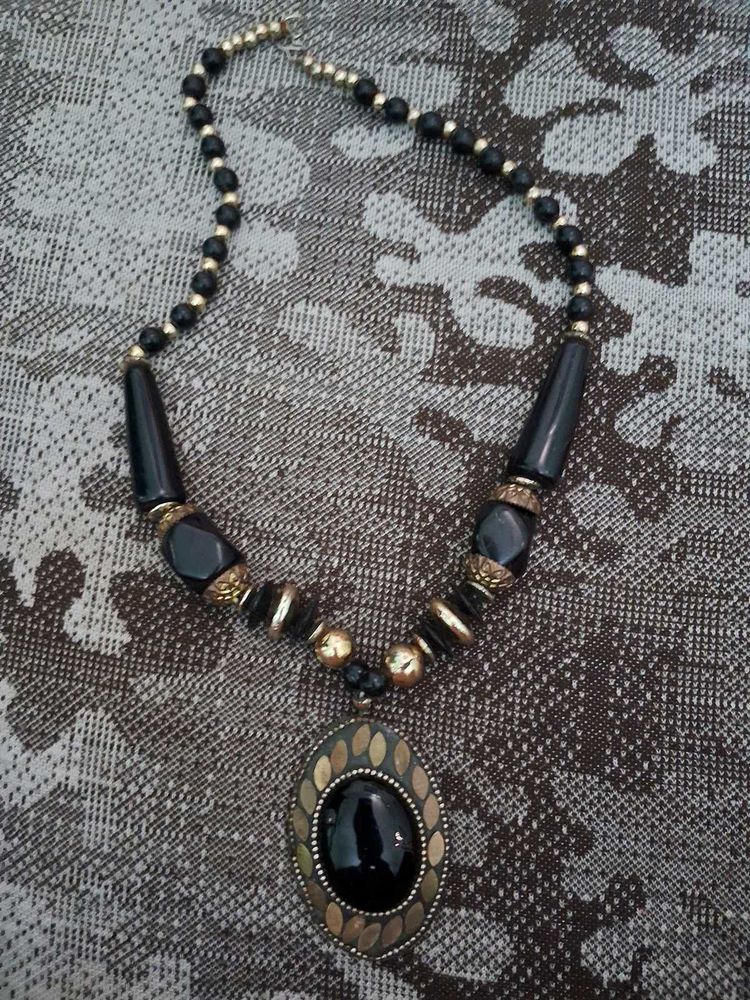 Black &amp; Gold Statement Necklace