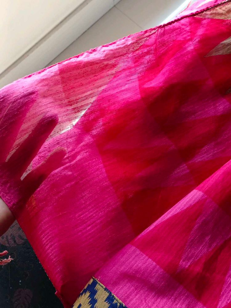 Blue And Pink Saree
