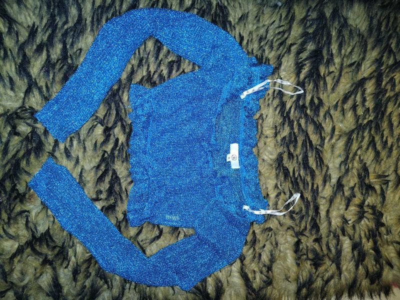 Sparkly Blue net layer top.