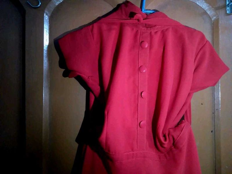 Vintage Red Button-Back Dress