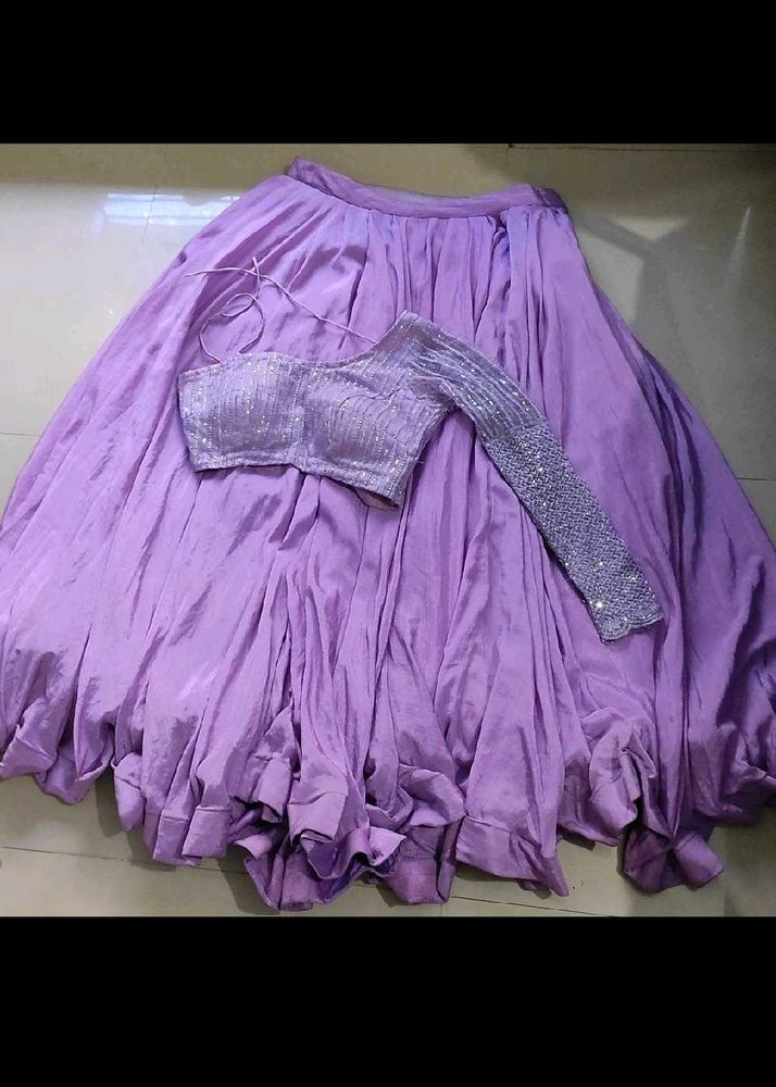 Lavender One Shoulder Lehenga