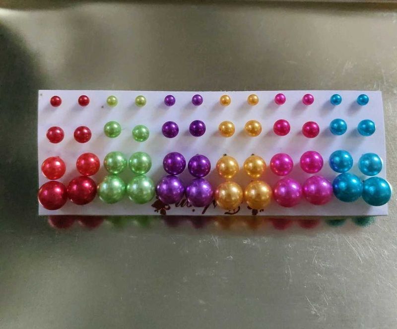 set of 24 Colorful Pearl Stud Earring Se