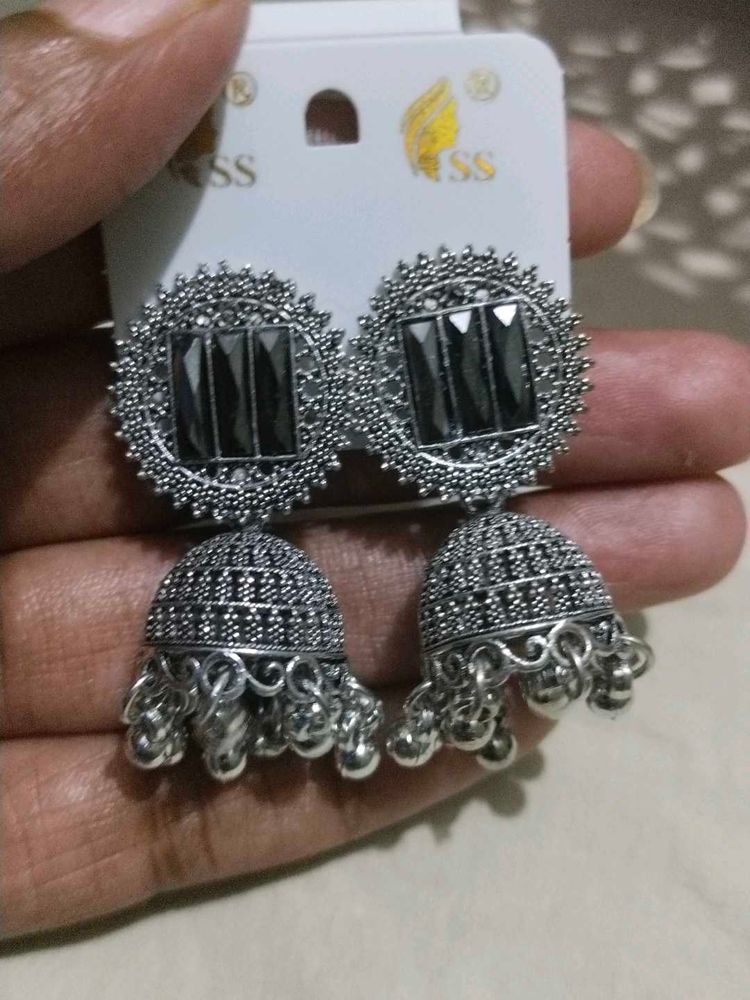 Oxidized Jhumka Earrings