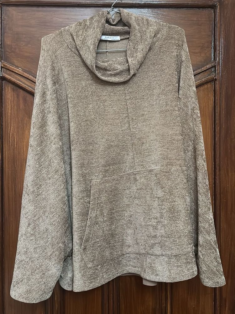 Zara Knit Cowl Neck Pocket Top