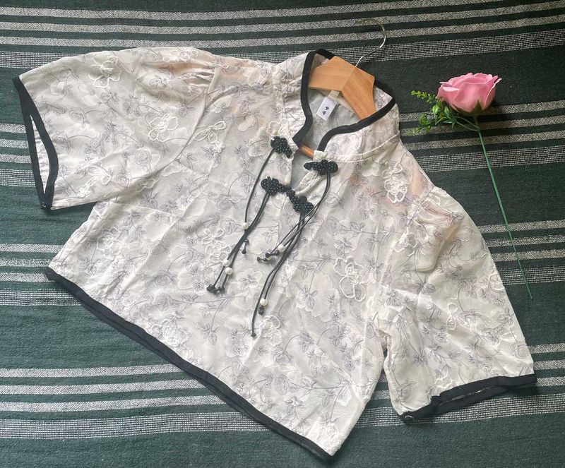 Floral Lace Cheongsam Top Korean Wear New