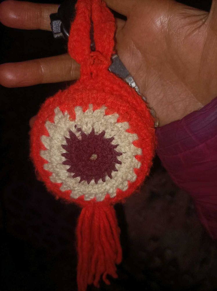 Handmade Crochet evil eye Keychain