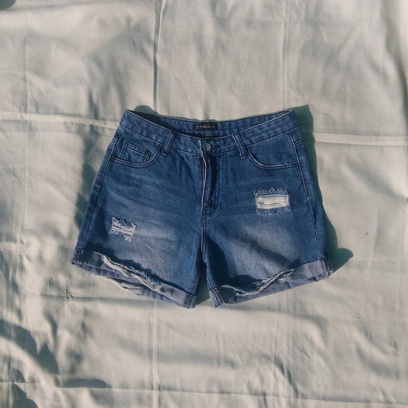 Distressed Denim Shorts