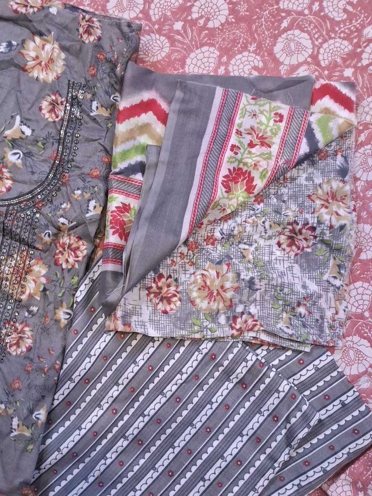Floral Grey Kurta Set