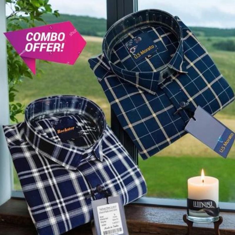 2 combo Men&#39;s Plaid Shirt Comb