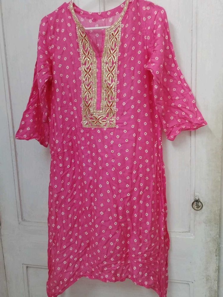 Pink Embroidered Kurta