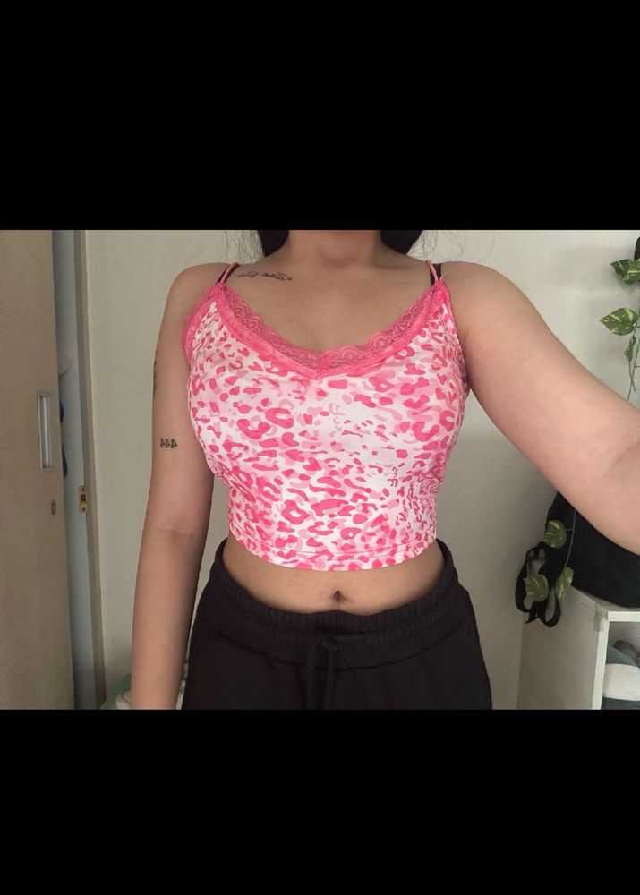 Pink Animal Print Cami Top