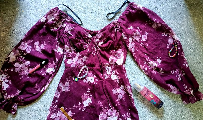 AESTHETIC FLORAL RUFFLE MINI FOR WOMEN