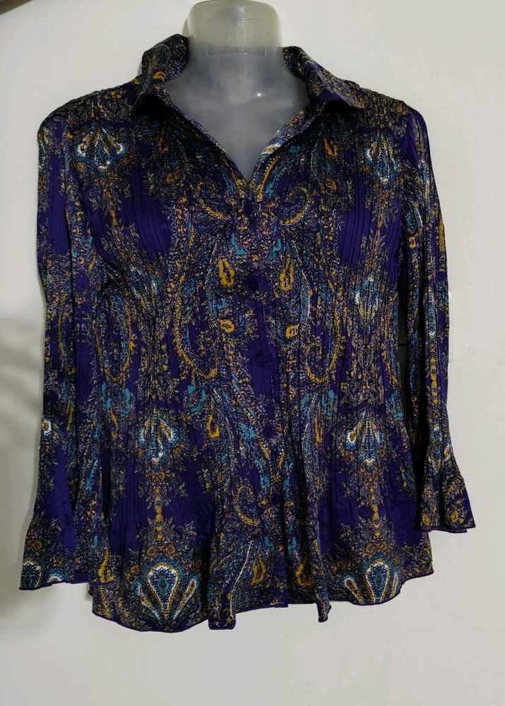 Paisley Print Button Down Blouse