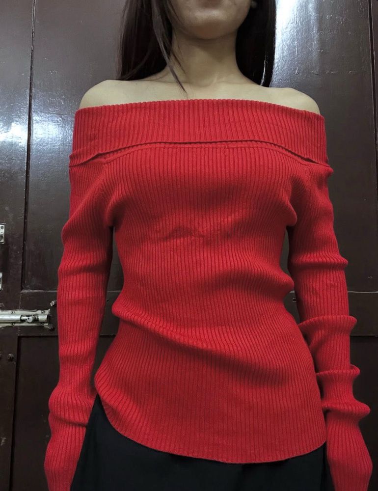 Red Off-Shoulder Top