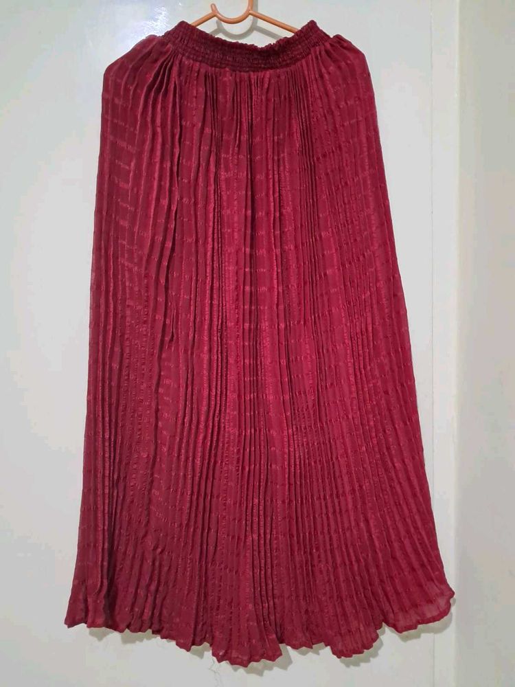 Maroon Pleated Skirt
