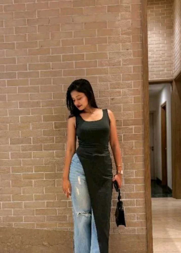 Black Slit Cut Long Dress || Trendy Wear