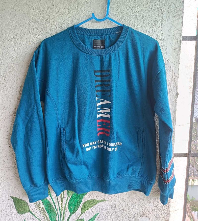 Blue Graphic Print Sweatshirt