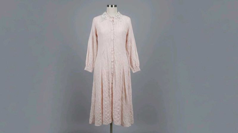 Charming Pink Button-Down Dress- L Size