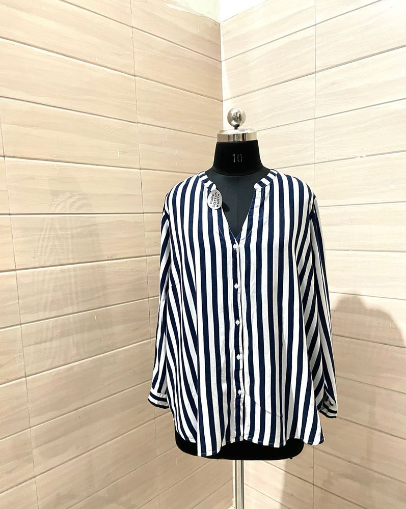 ONLY Imported New Striped Button-Down Top