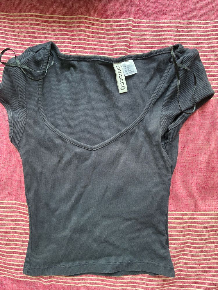 Sweetheart Neck Navy Blue Top