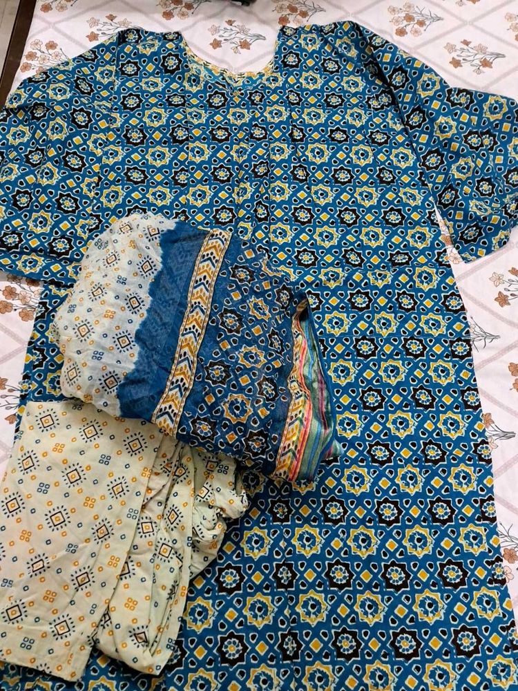 3pc Cotton Suit- Seag