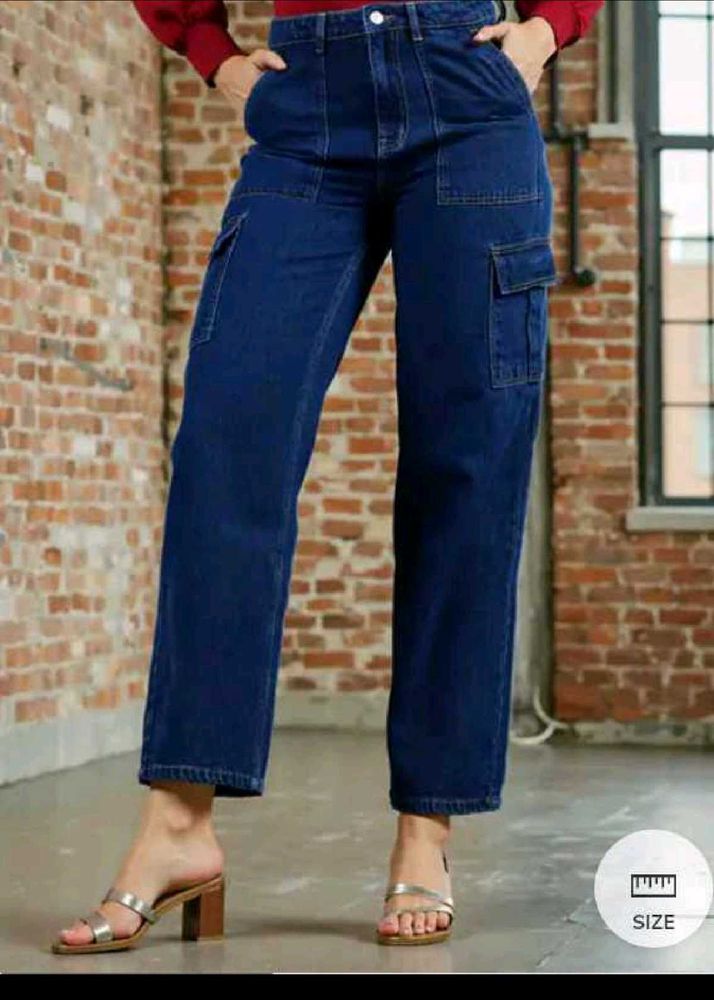 New With Tag Shein Brand Dark Blue Cargo Jeans