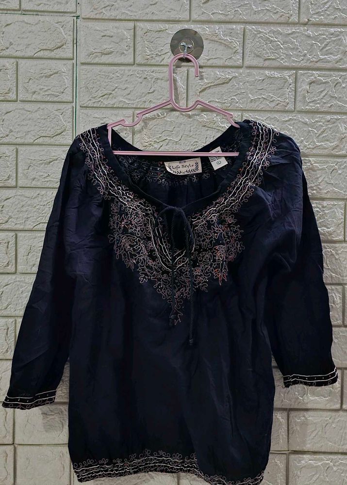 Lifestyle Embroidered Bohemian Blouse Size L