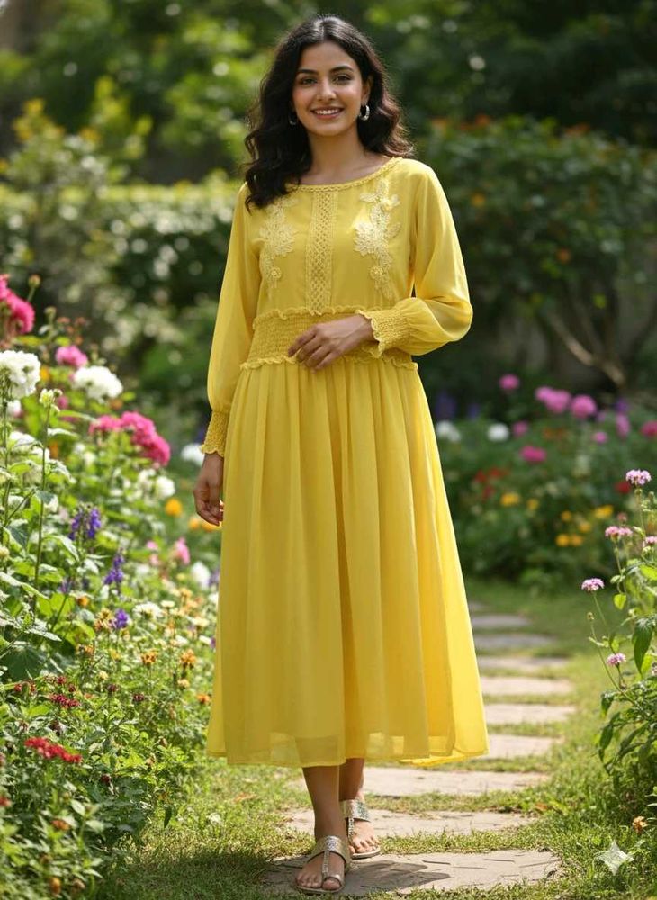 Yellow Embroidered Dress