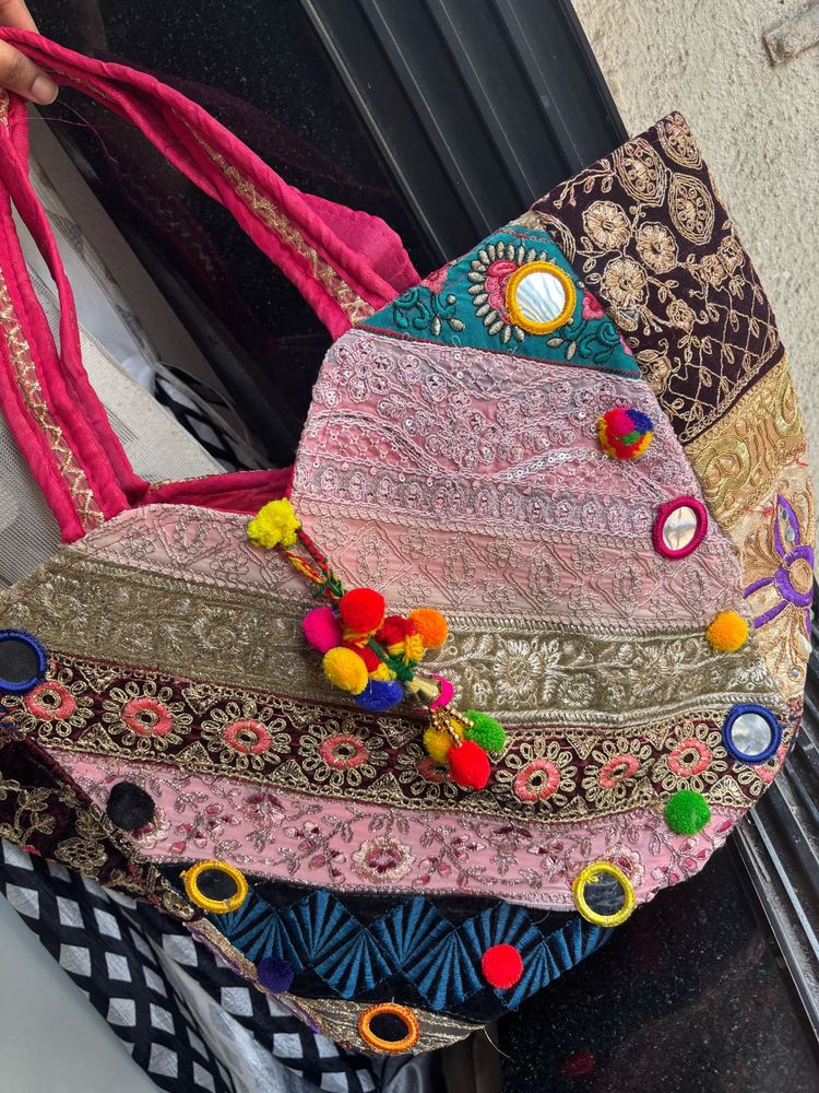 Boho Embroidered Tote Bag