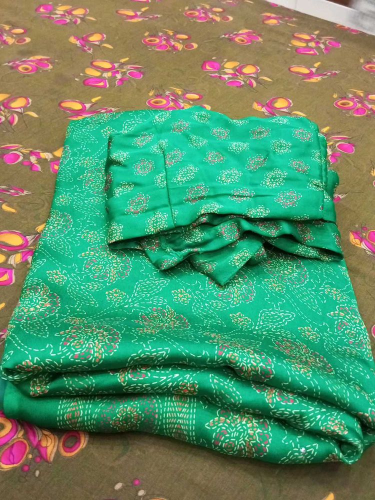 Green Printed Saree